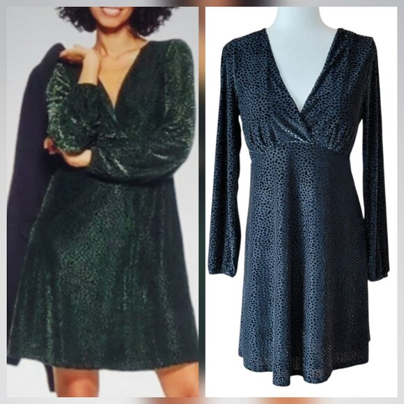 a new day Velvet Burnout Swiss Polka Dot Whimsigoth Fit and Flare Dress - Picture 5 of 9